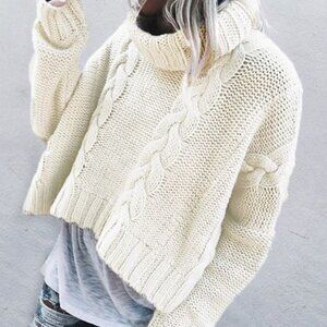 Chunky cableknit turtleneck boutique sweater